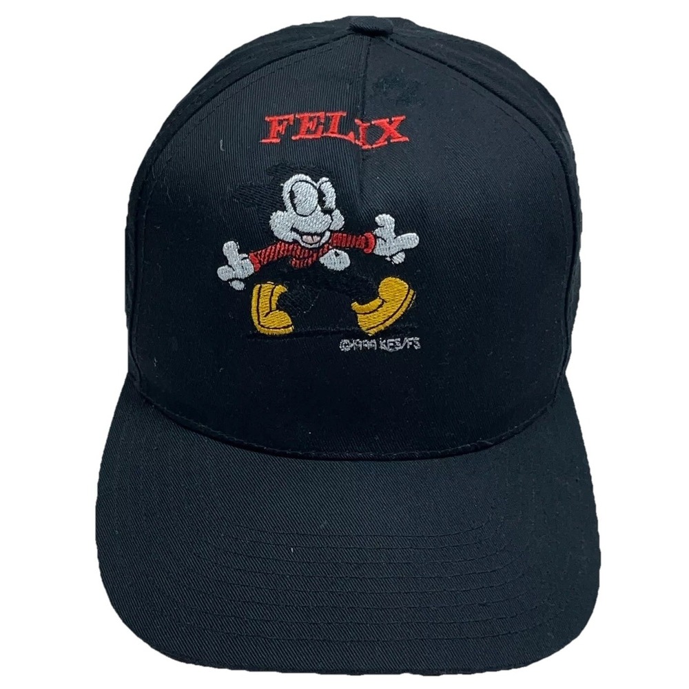 Vintage Felix The Cat Hat Cap Snap Back Black 90s 1999 Cartoon Embroidered Adul